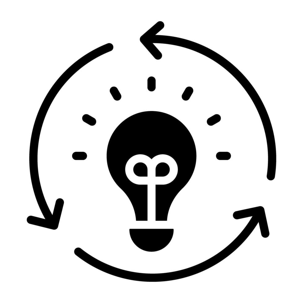 Light bulb with arrows, concept of idea recycling icon vector