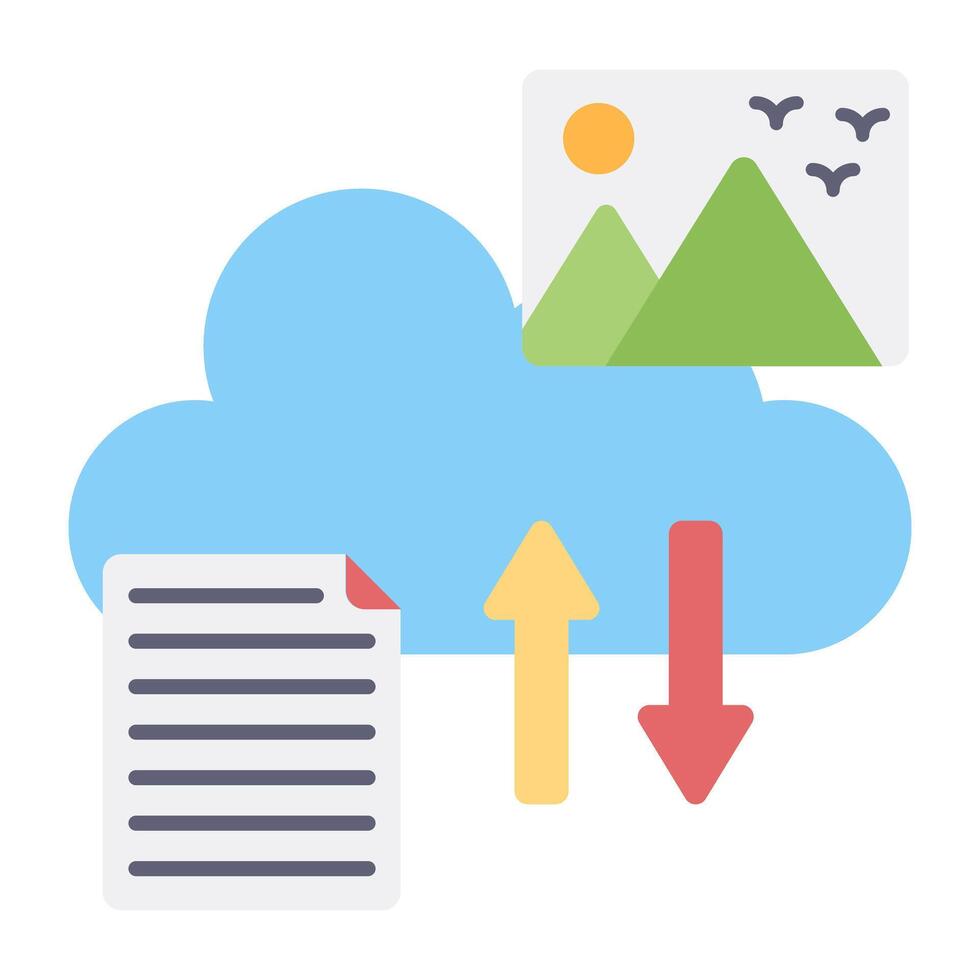 File with content, concept of cloud data transfer vector