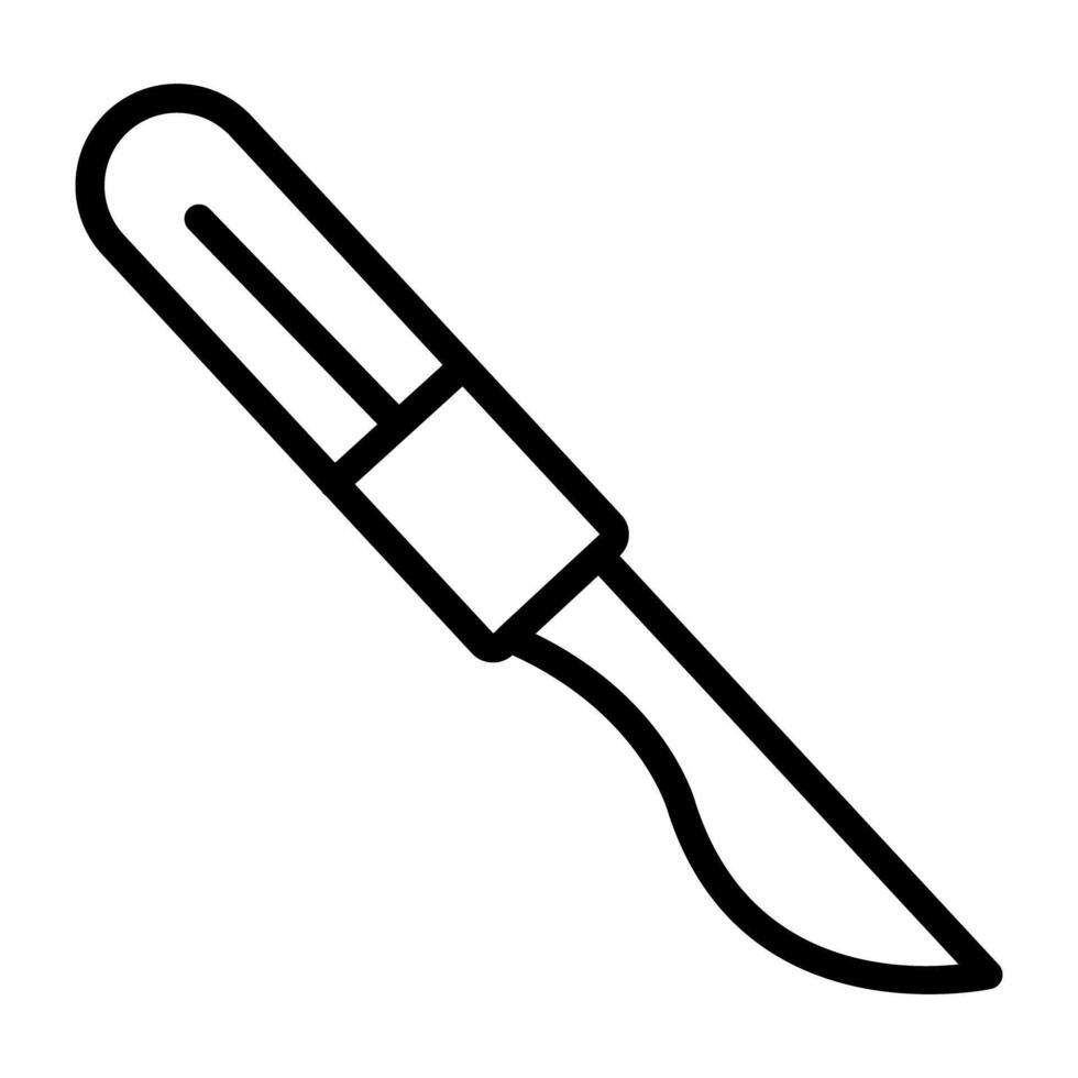 Medical surgical tool icon, outline style of scalpel vector