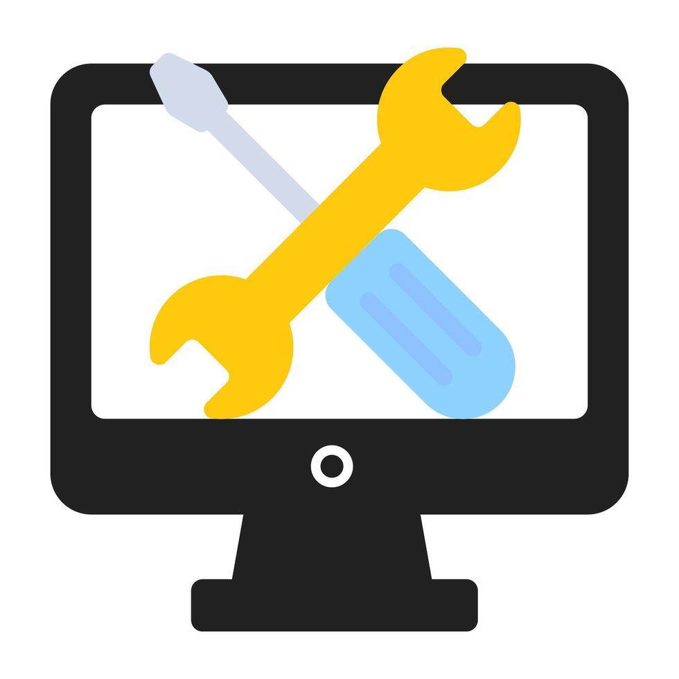 A flat design, icon of computer system setting vector