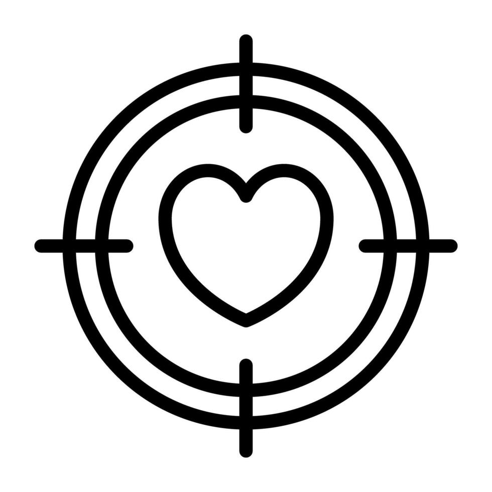 Heart inside reticle, love target icon vector