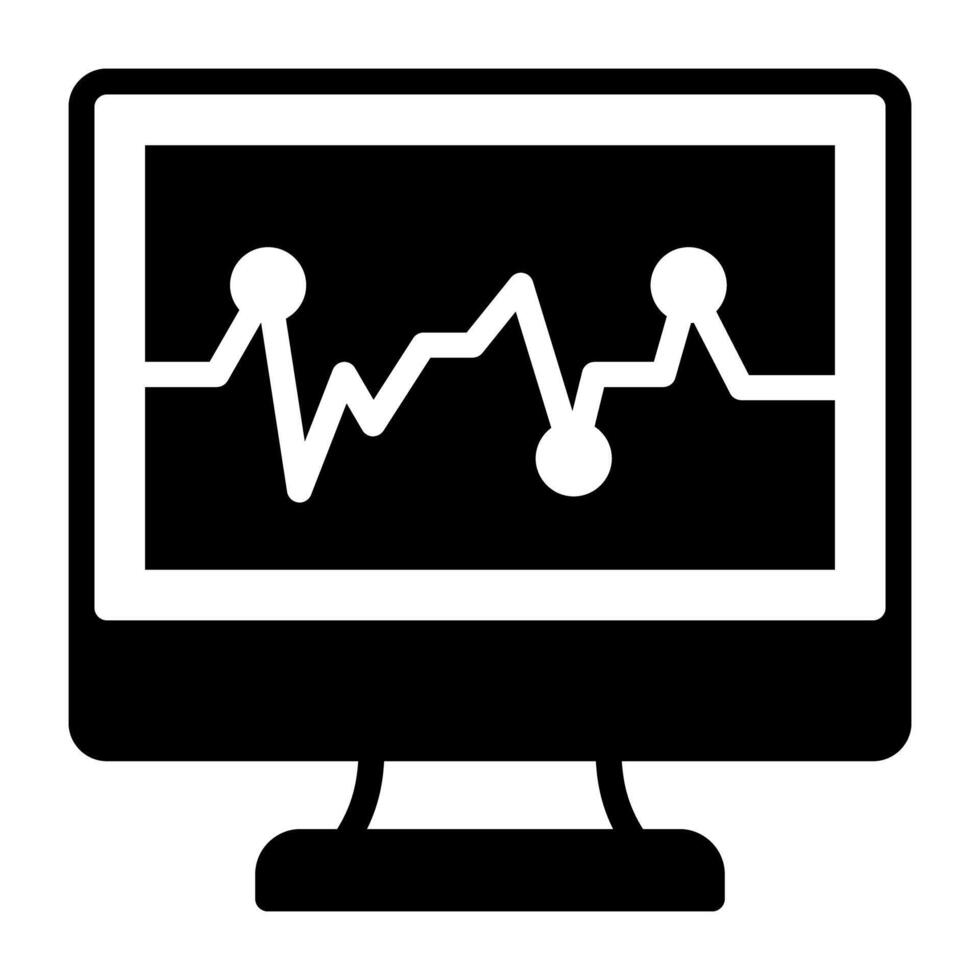 Heartbeat inside monitor depicting online ecg monitor icon vector