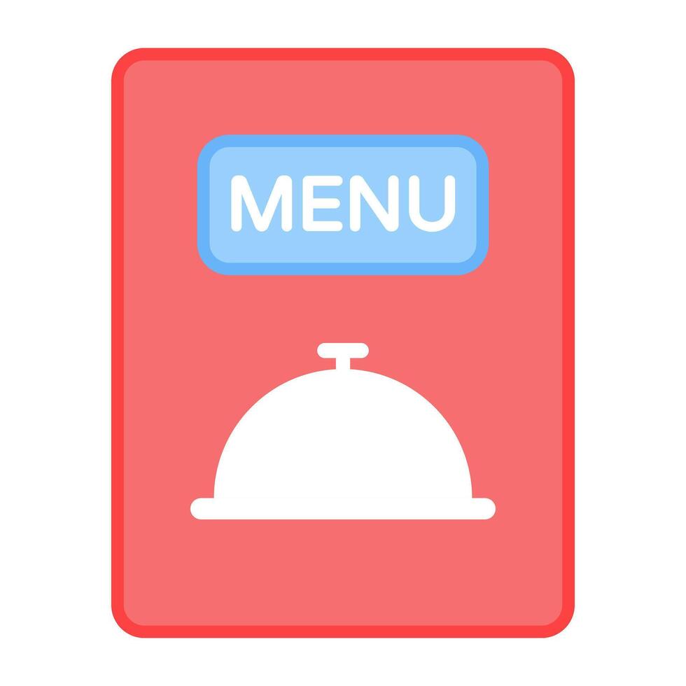 Cloche on folded paper, icon of menu card vector