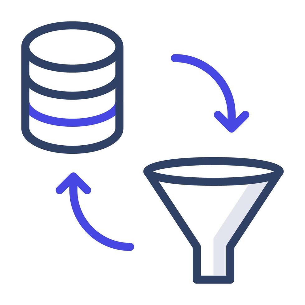 An outline design, icon of database funnel vector