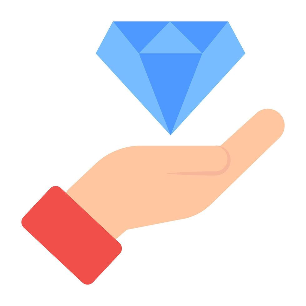 Diamond on hand, concept of premium service icon vector