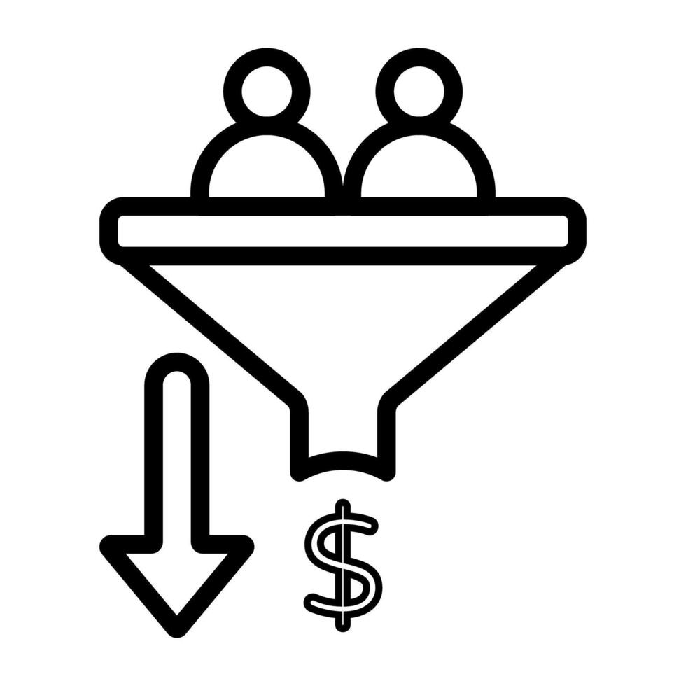 Icon of marketing funnel, outline design vector