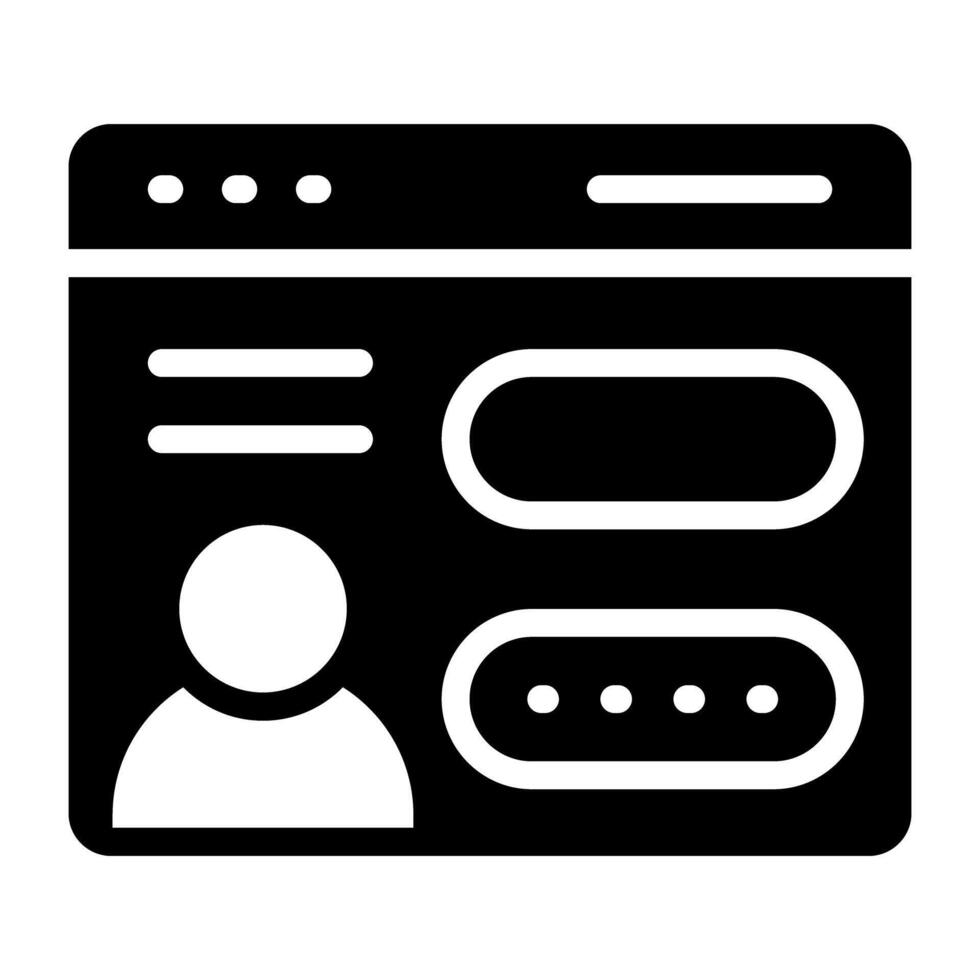 Icon of secure profile, solid design vector