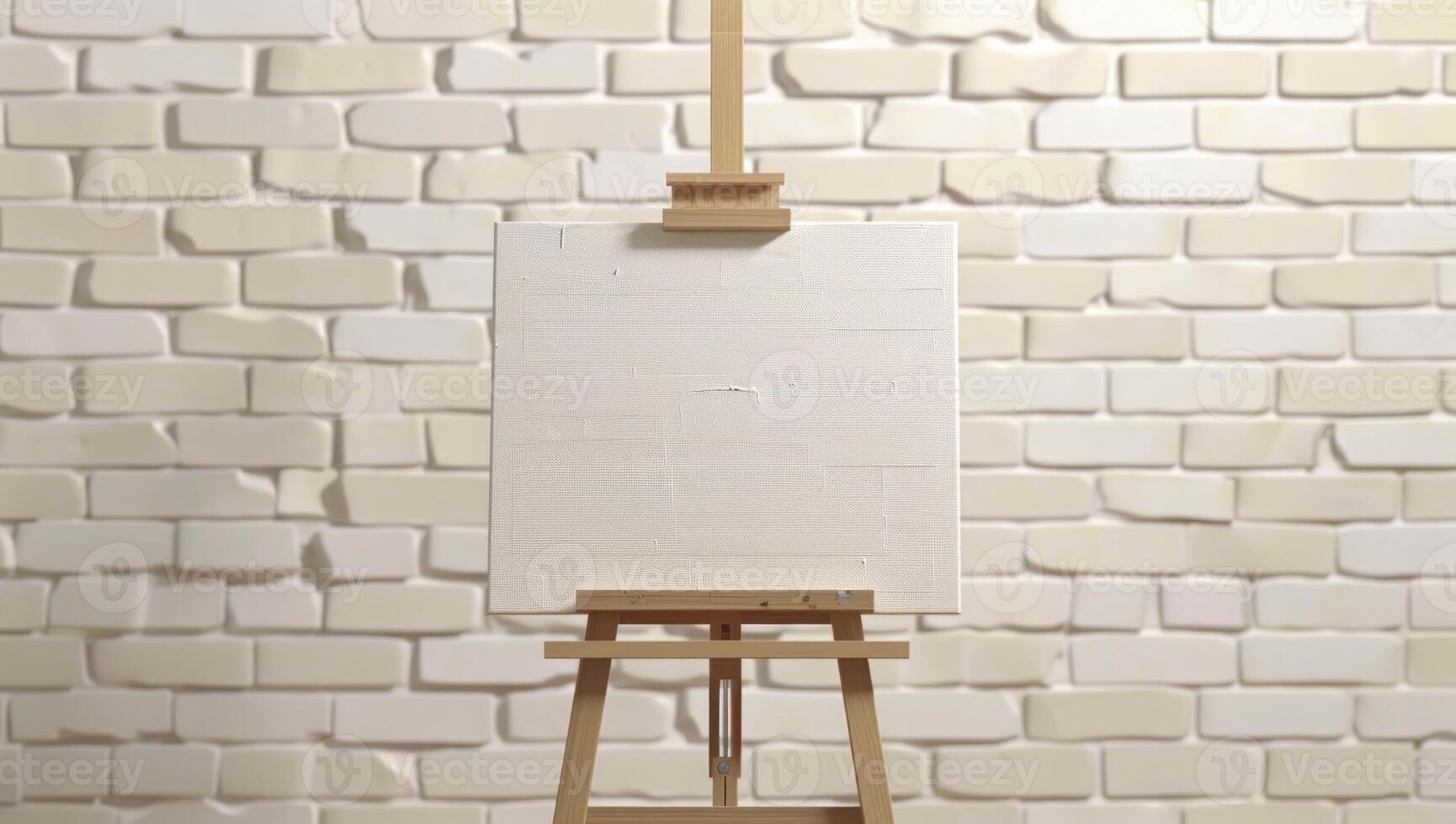AI generated Easel in front of white brick wall, world art day photography photo