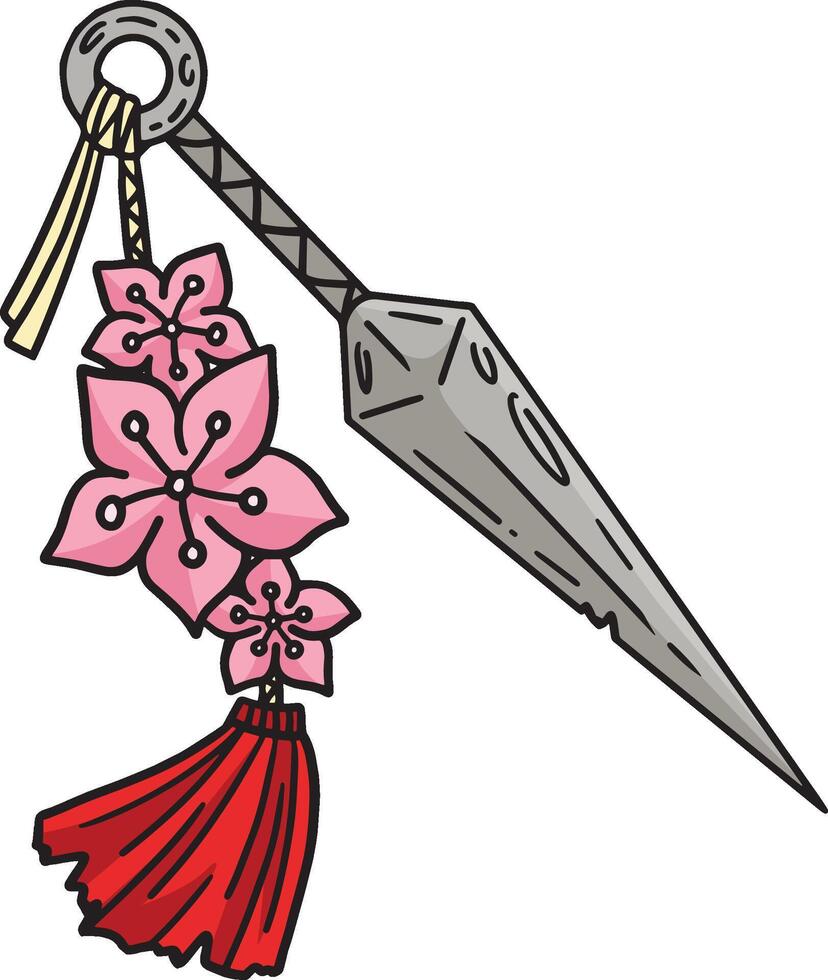 ninja kunai dibujos animados de colores clipart ilustración vector