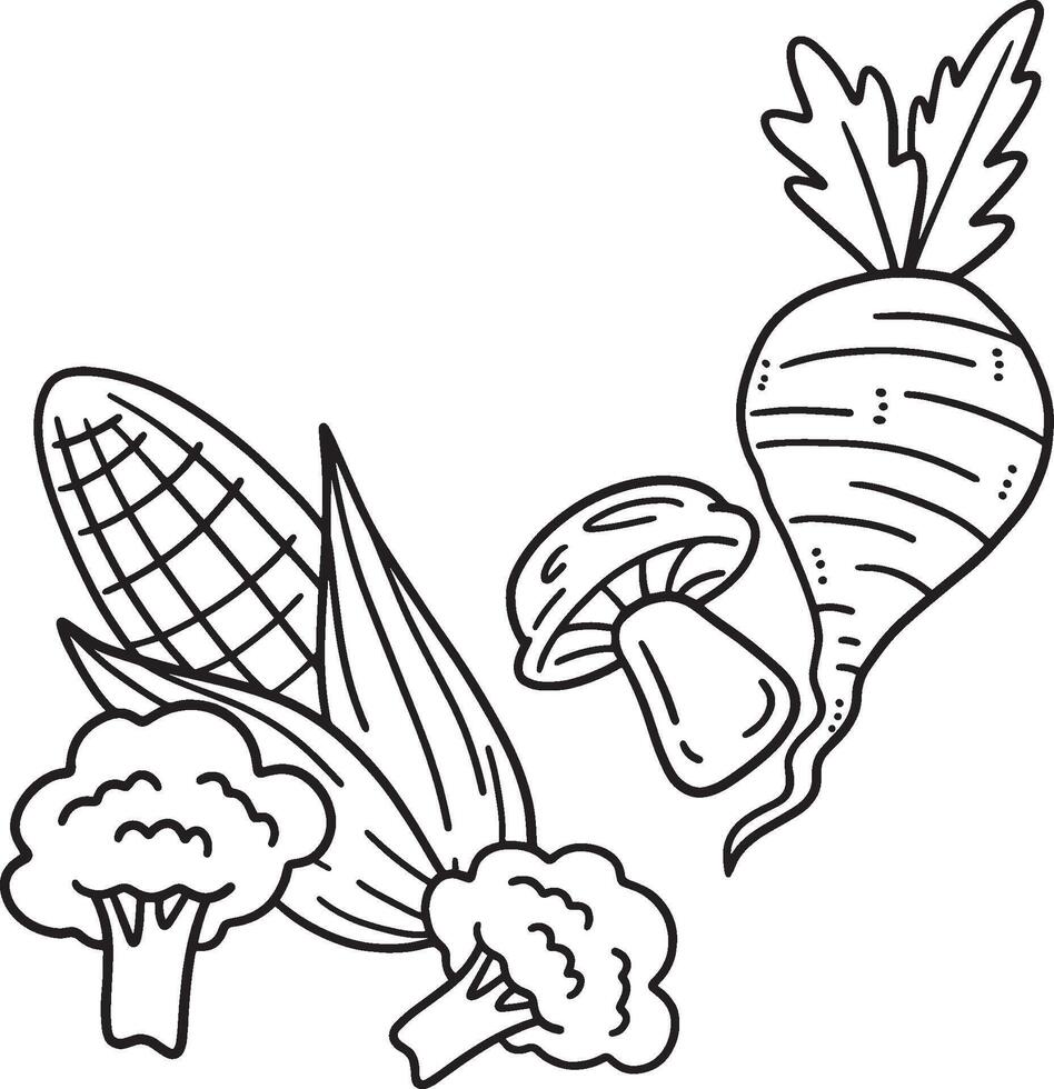 Vegetables Isolated Coloring Page for Kids vector
