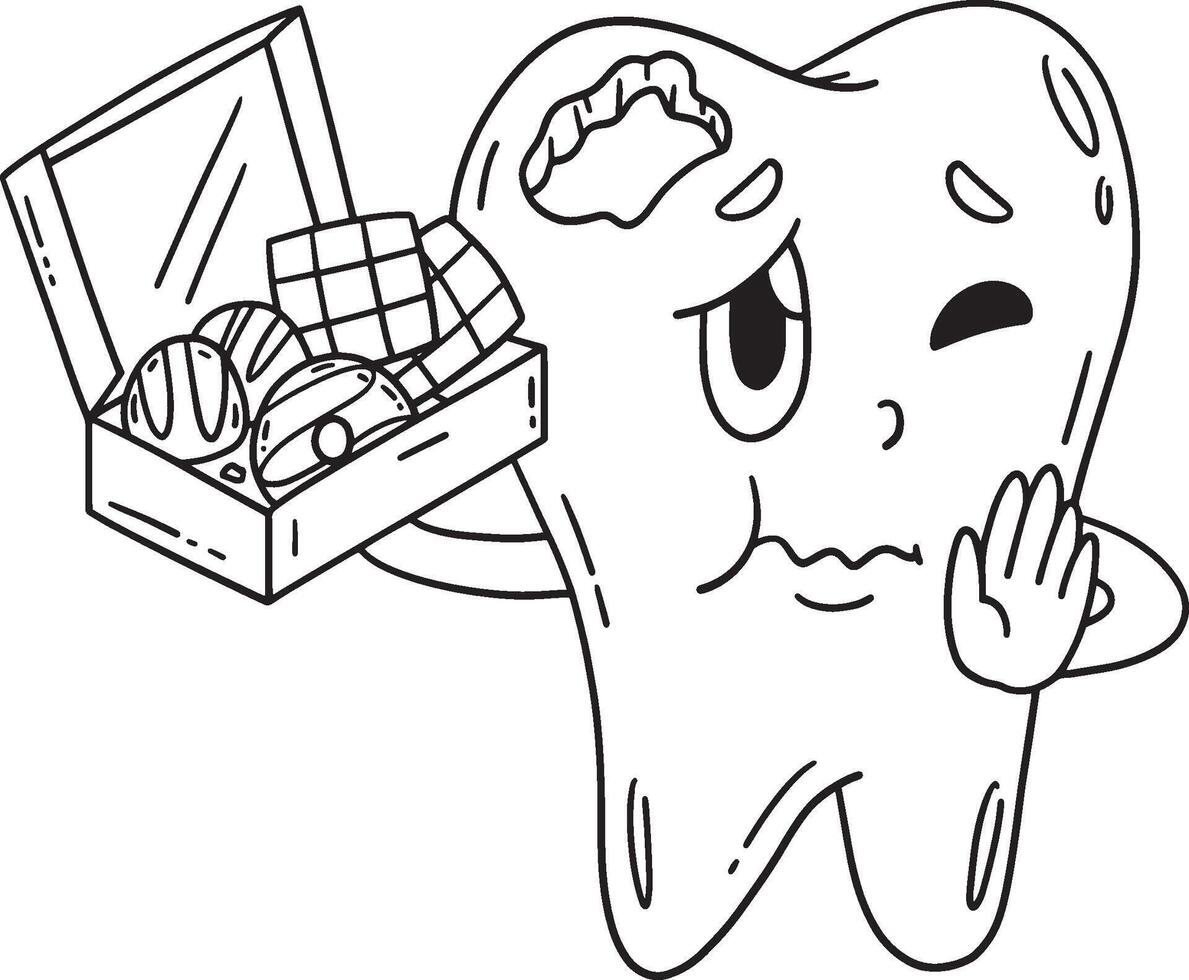 Dental Care Tooth with Box of Treats Isolated vector