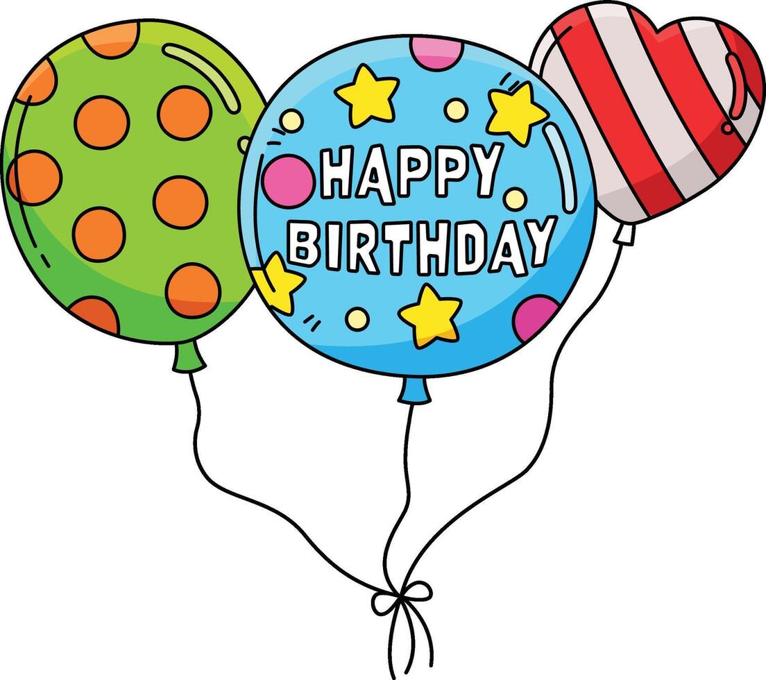 Birthday Balloons Cartoon Colored Clipart vector