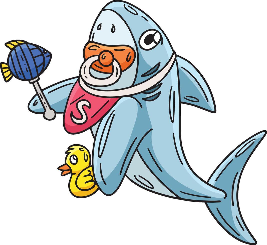 Baby Shark Cartoon Colored Clipart Illustration vector
