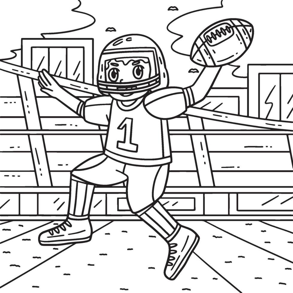 American Football Player Ready to Pass Coloring vector