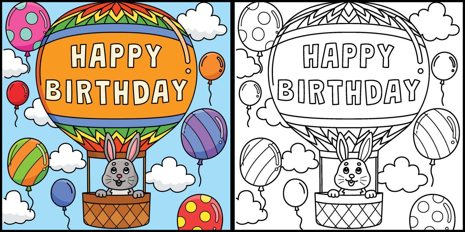 Happy Birthday Hot Air Balloon Illustration vector