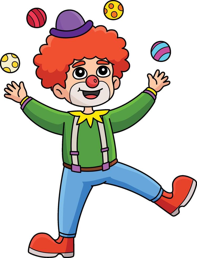 Birthday Clown Juggling Cartoon Colored Clipart vector