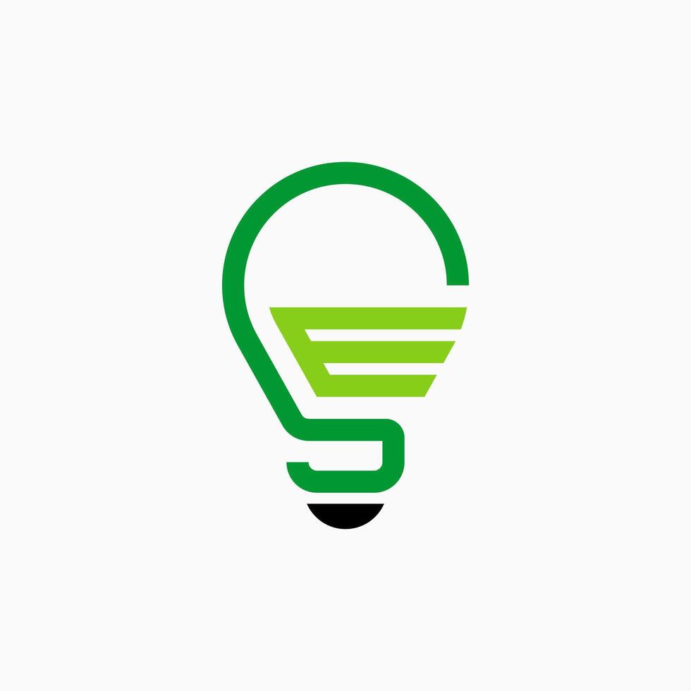 Logo design graphic concept creative premium icon sign stock vector initial letter SE font line like light bulb. Related smart energy education brain