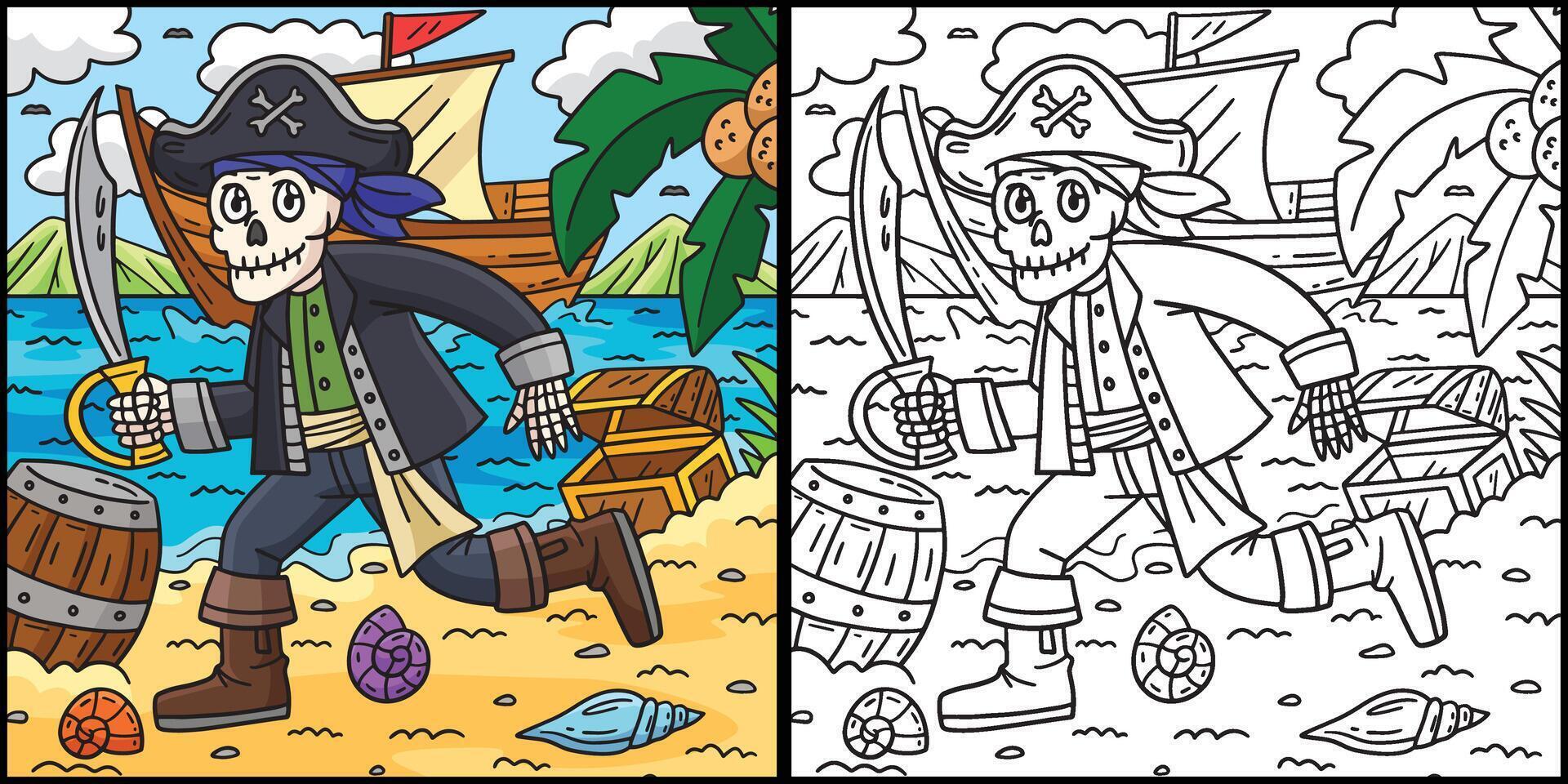 Skeleton Pirate with a Cutlass Illustration vector
