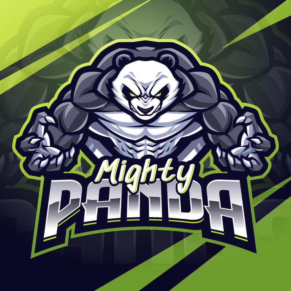 poderoso panda deporte mascota logo diseño vector