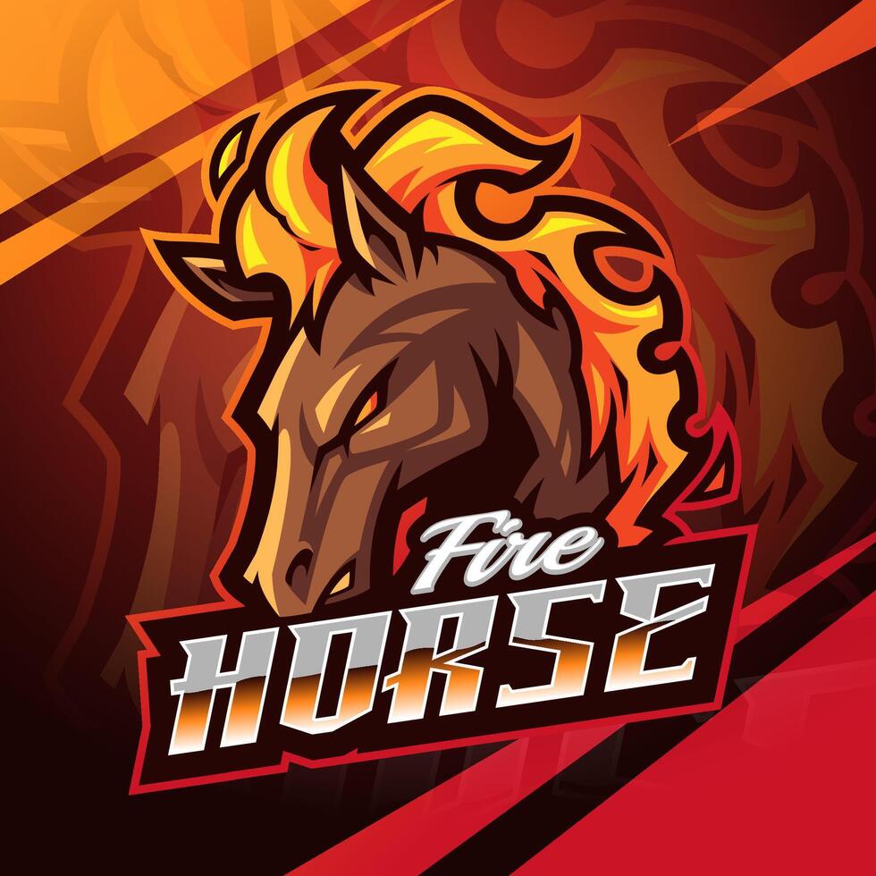 Fire horse esport mascot logo design vector