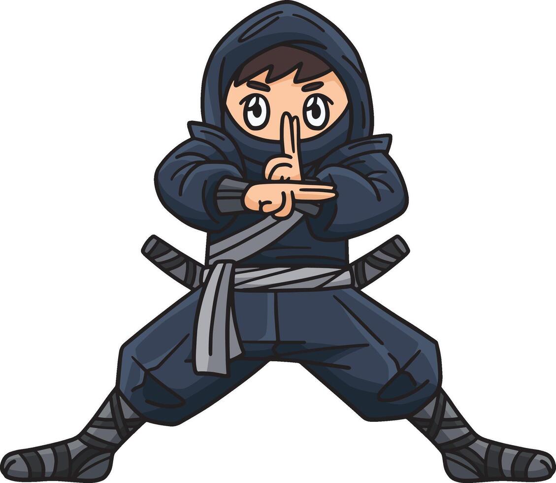 Ninja Cartoon Colored Clipart Illustration vector