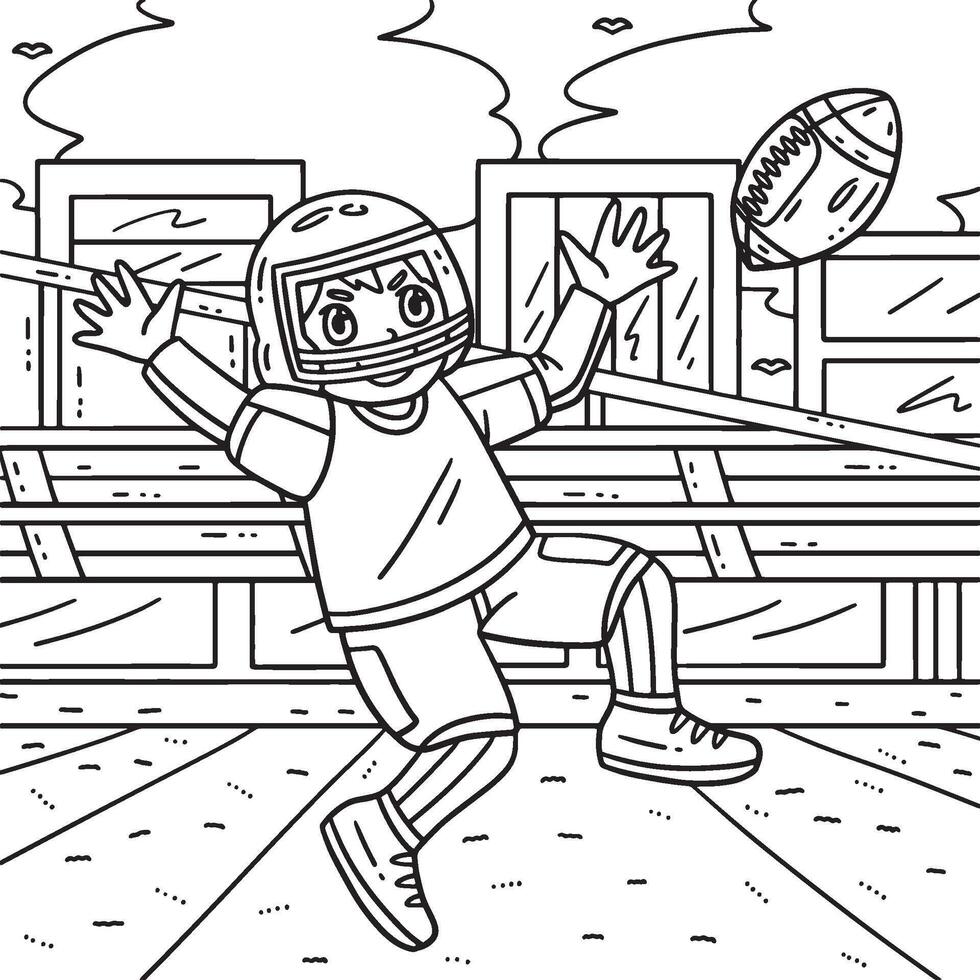 American Football Player about to Catch Coloring vector