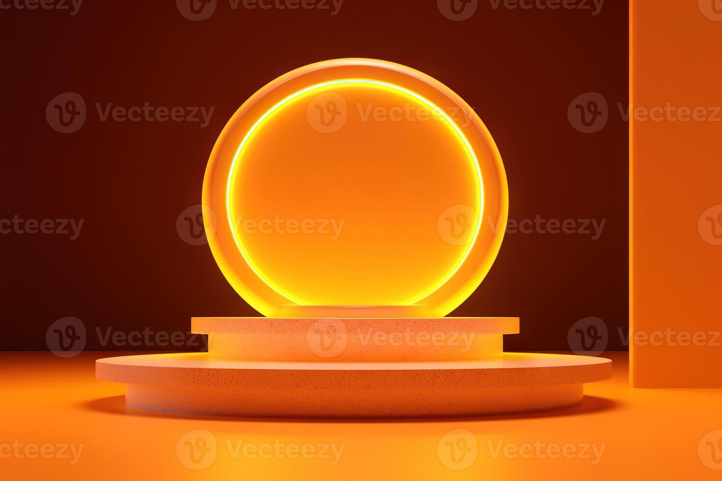 AI generated Minimalist Orange Podium and Abstract Geometric Background for Halloween Event, 3D Rendering. created with Generative AI photo