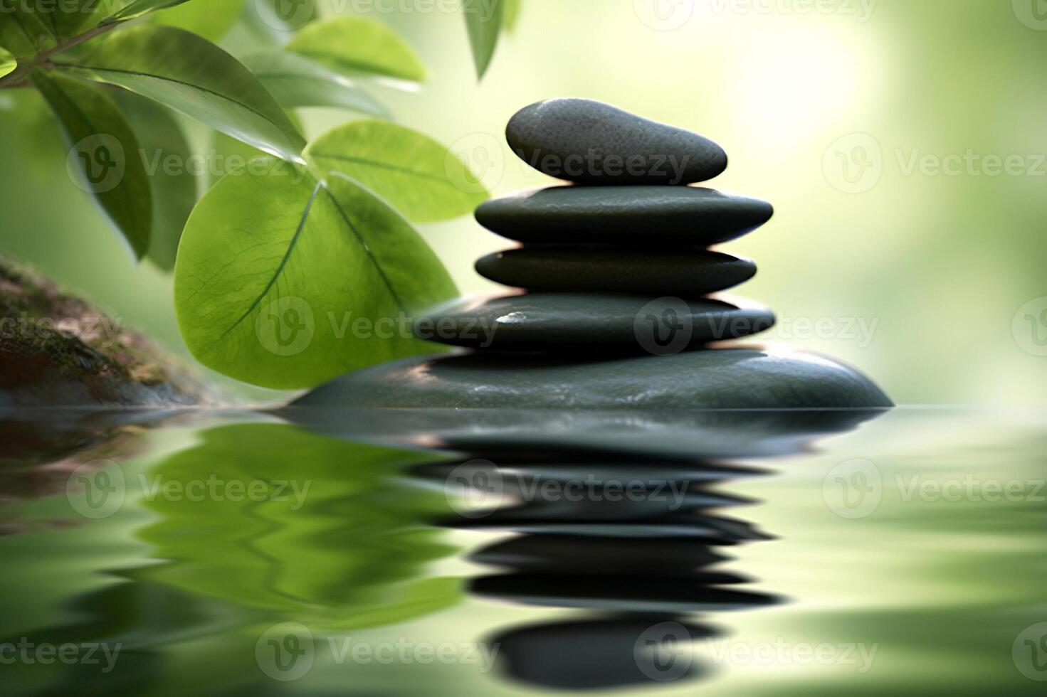 AI generated Tranquil Zen Stones Pyramid. created with Generative AI photo