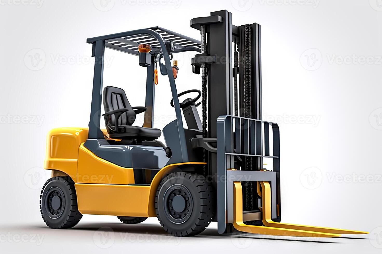 AI generated Powerful Forklift Truck on Solid White Background for Industrial and Commercial Use. created with Generative AI photo