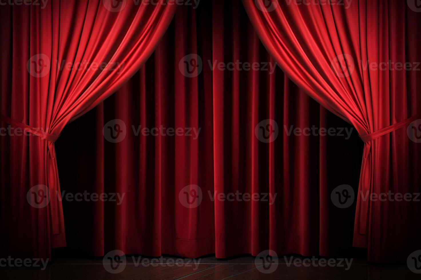 AI generated Grand Entrance Red Stage Curtain with Archway. created with Generative AI photo