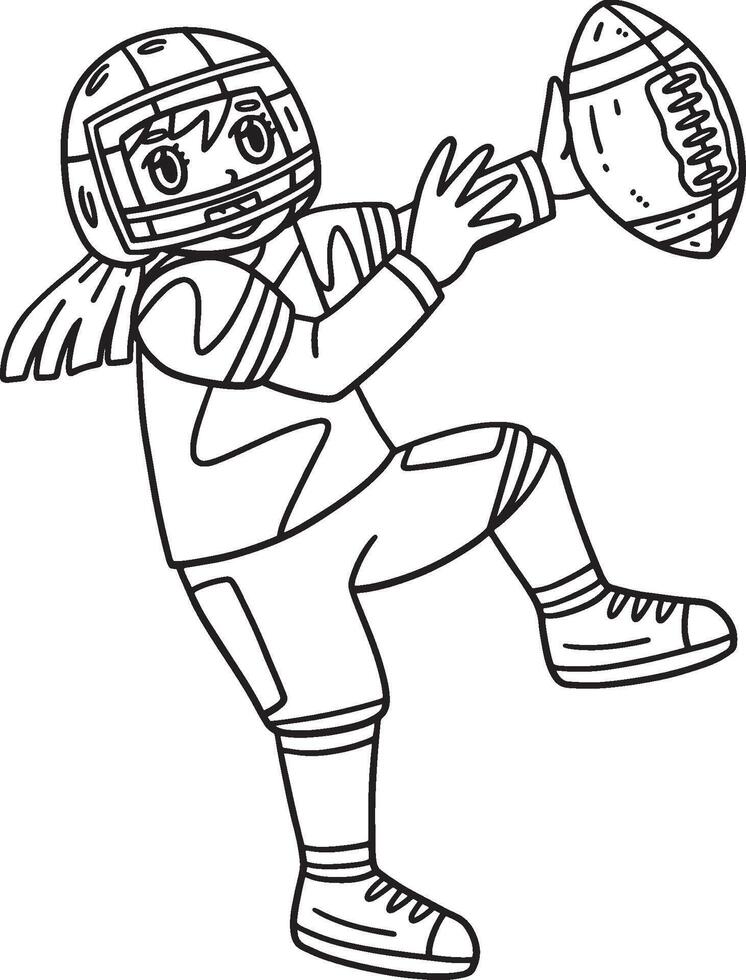 American Female Player Catching Football Isolated vector