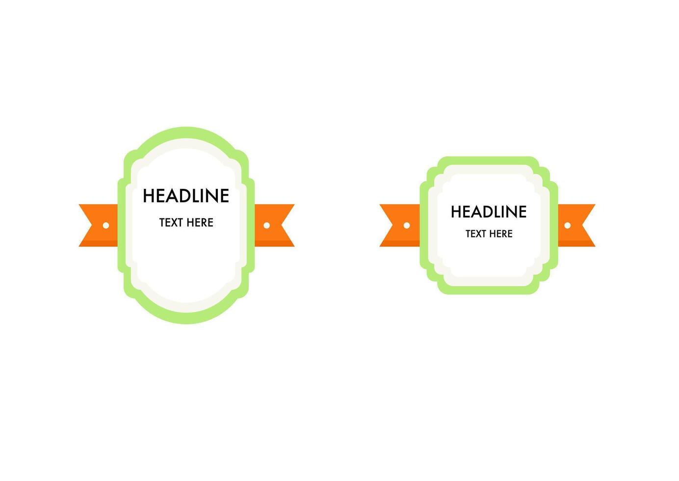 green orange tone of label banner isolated on white background vector