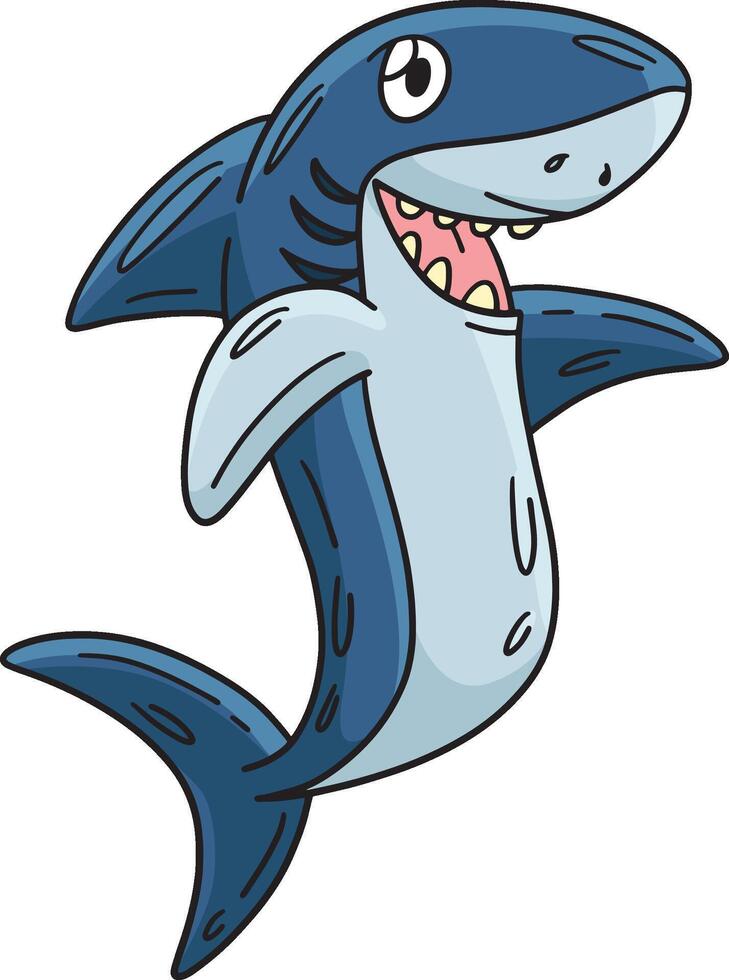 Shark Cartoon Colored Clipart Illustration vector