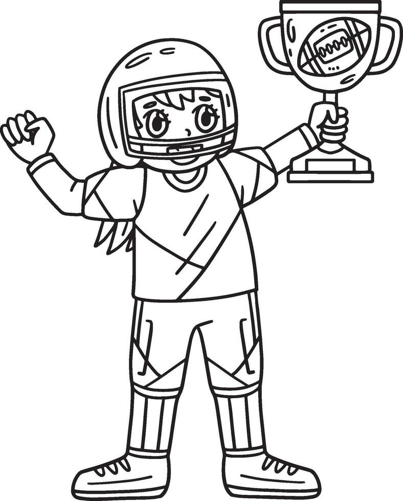 American Football Female Player Trophy Isolated vector