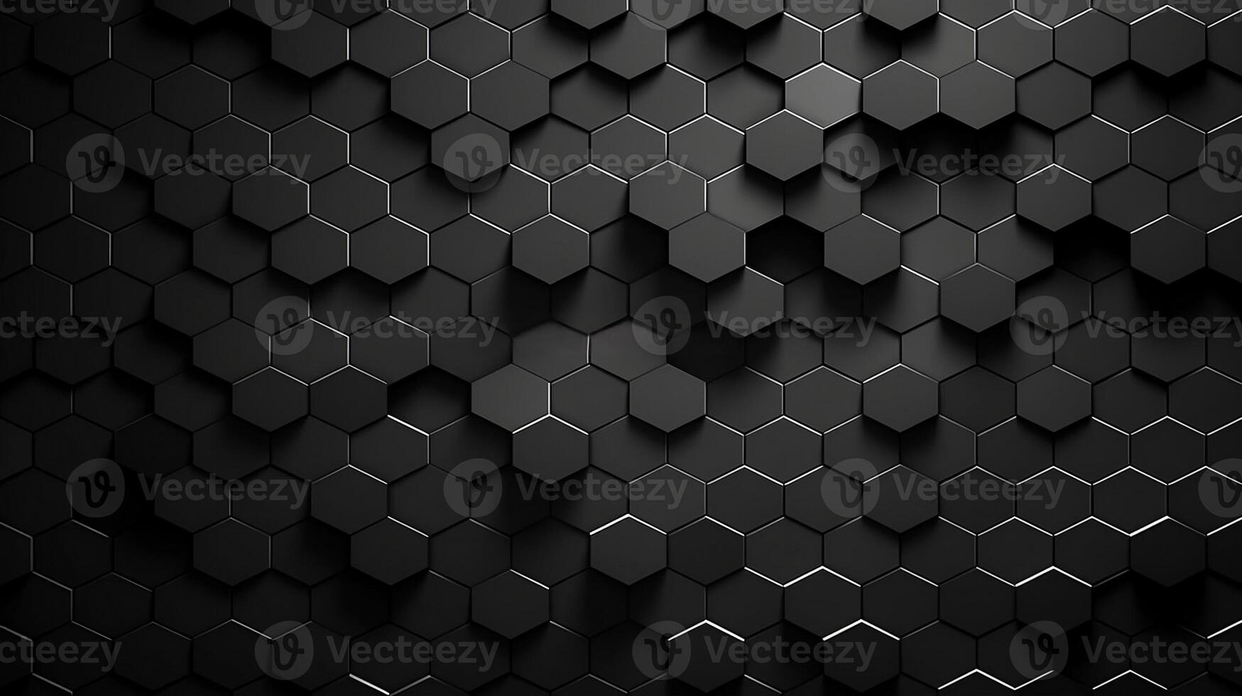 AI generated Hexagonal Metal Tiles A Stunning Black Background. created with Generative AI photo