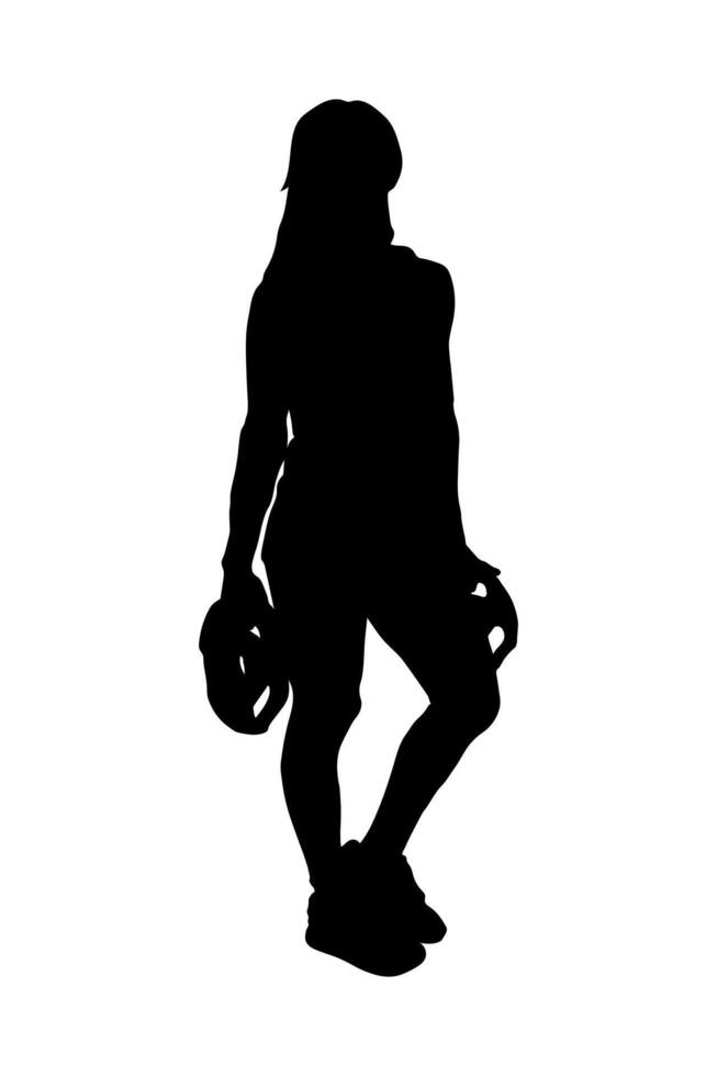 gym girl silhouette on white background, vector illustration