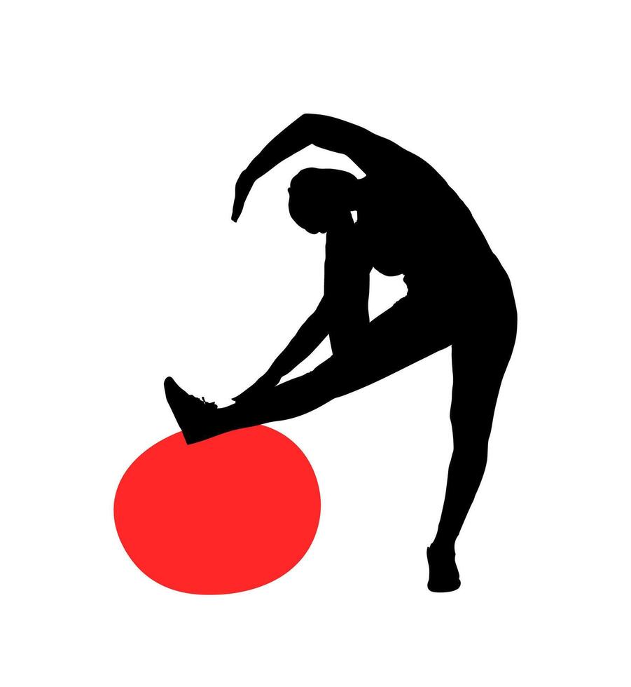 silhouette of a woman with red ball. vector
