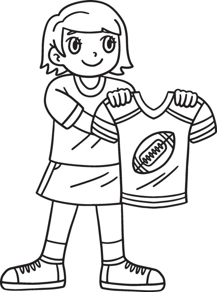 americano fútbol americano niña con jersey aislado vector