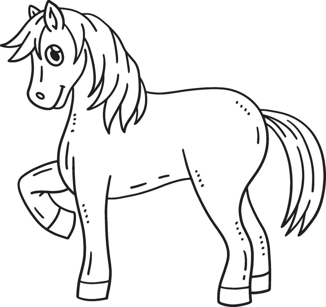 Pony Animal Isolated Coloring Page for Kids vector