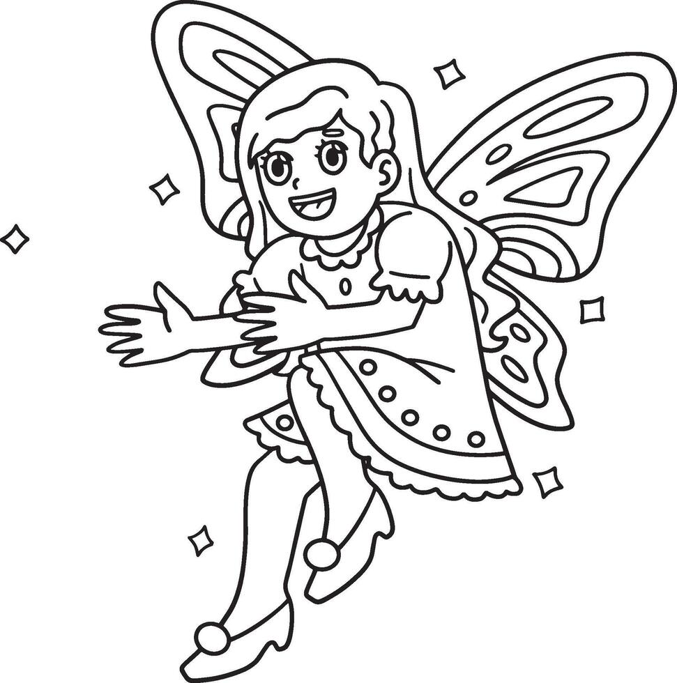 Dental Care Tooth Fairy Isolated Coloring Page vector