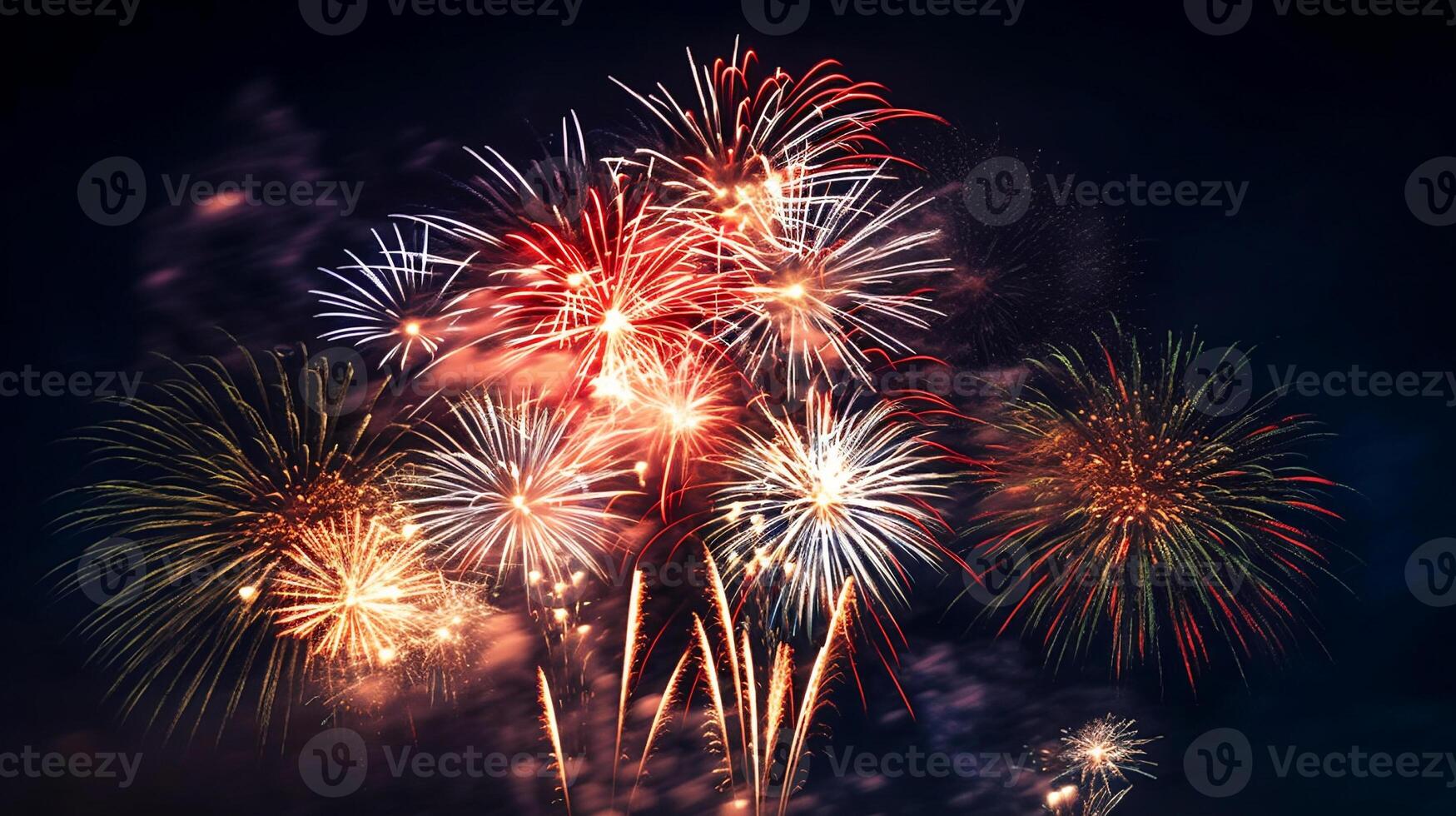 AI generated Spectacular Night Fireworks Display. created with Generative AI photo