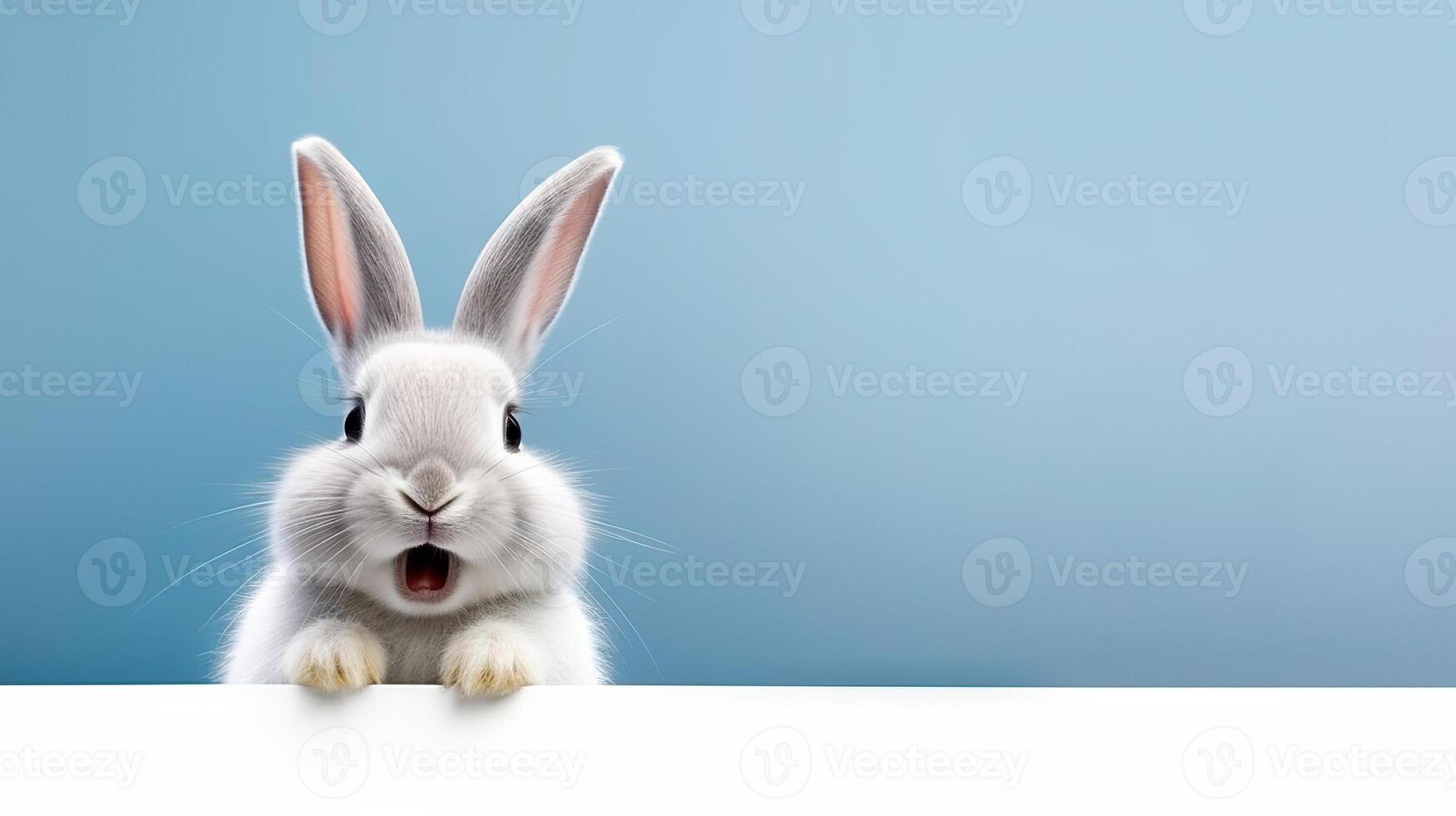 AI generated Joyful and Playful White Rabbit A Cute and Smiling Easter Pet. created with Generative AI photo