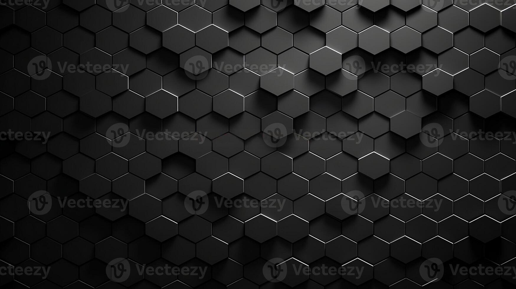 AI generated Hexagonal Metal Tiles A Stunning Black Background. created with Generative AI photo