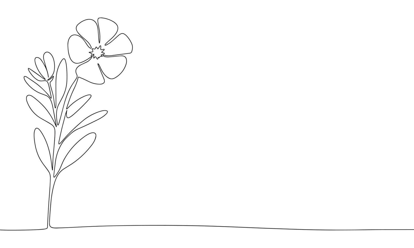 flor uno línea continuo línea. línea Arte Boda flor contorno bandera en mínimo estilo. mano dibujado vector Arte.