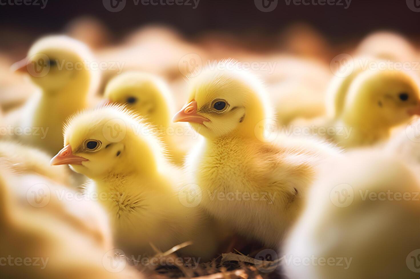 ai generado adorable bebé polluelos en el granja un símbolo de nuevo vida y renovación. creado con generativo ai foto