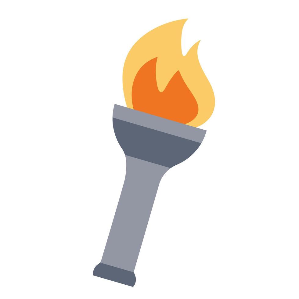 Torch in flat style isolated on white background. Hand drawn vector art.