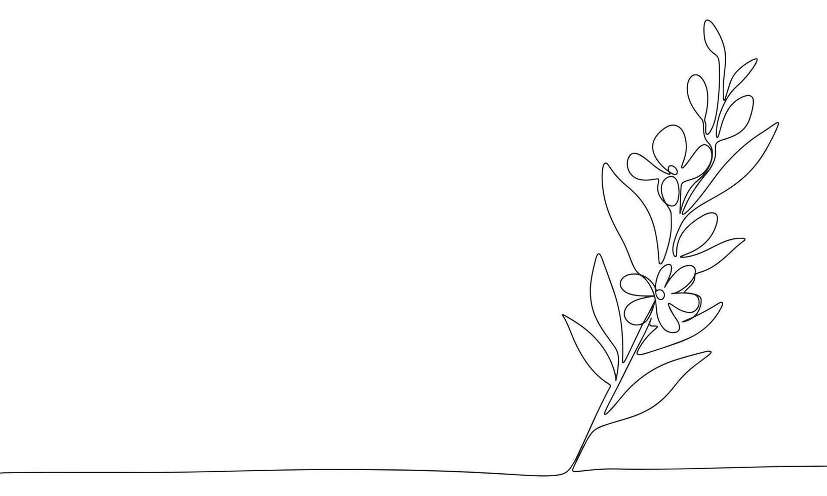 Flower one line continuous line. Line art wedding flower outline banner in minimal style. Hand drawn vector art.