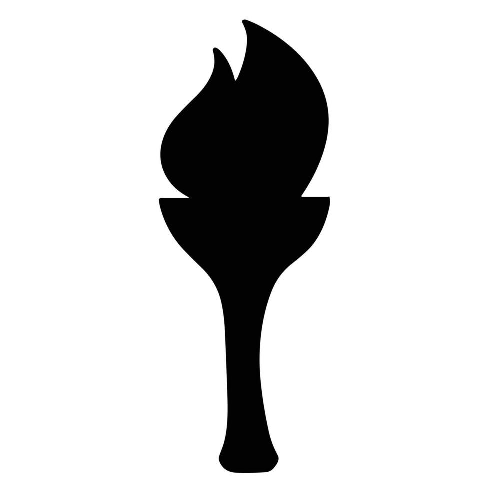 Torch silhouette isolated on white background. Hand drawn vector art.