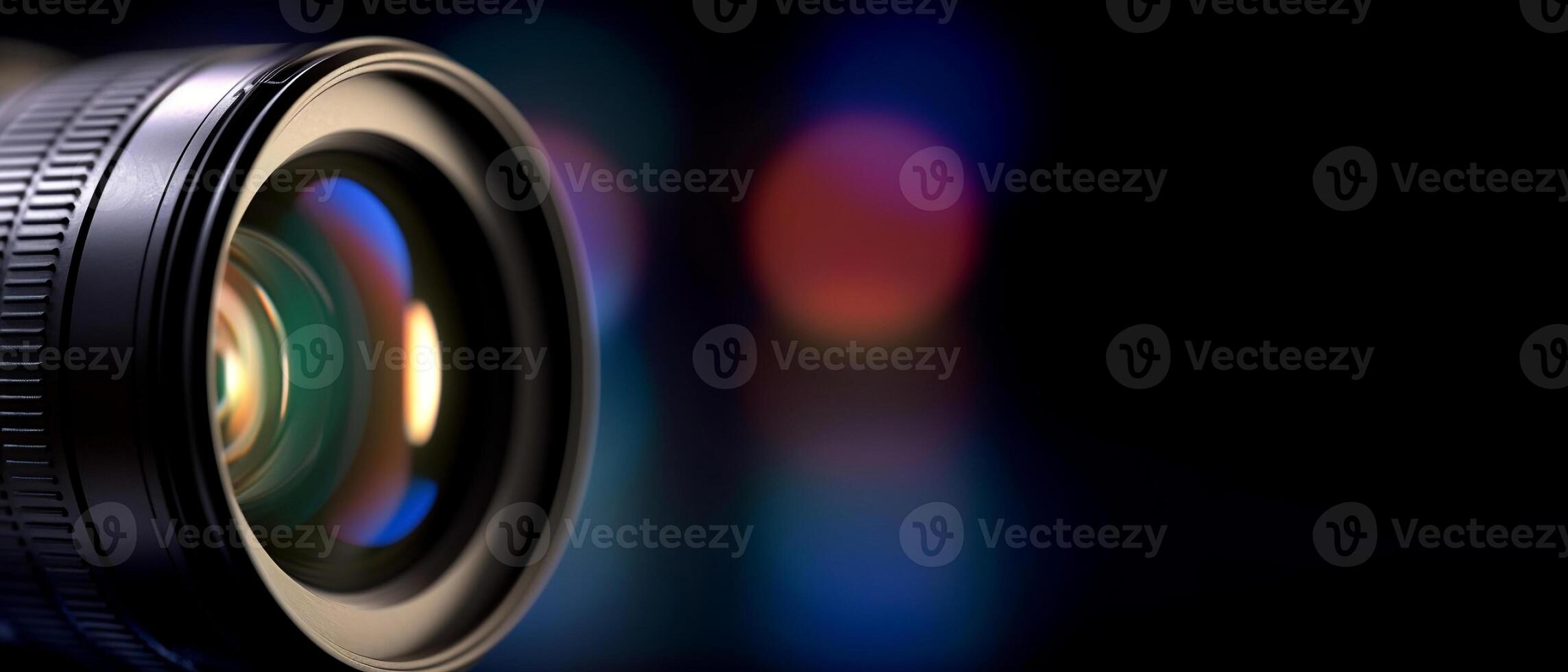 AI generated Bokeh Background with Camera Lens. created with Generative AI photo