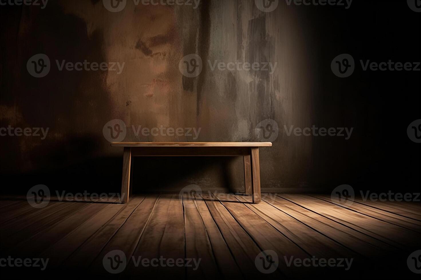 AI generated Empty table on dark background wall, perfect for product placement montage. created with Generative AI photo